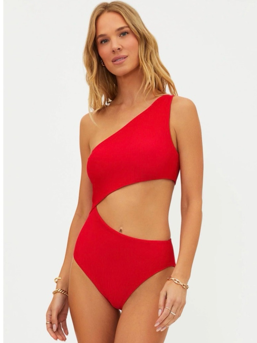 Beach Riot Celine One-Shoulder Red Cutout One-Piece